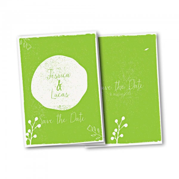 Einladungskarte – 4-Seiter DIN-A5 Kartendesign Retro Hochzeit Version 2