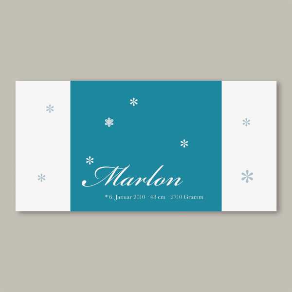Geburtskarte – Klappkarte – 4-Seiter Klappkarte zur Geburt in der Größe DIN-lang Querformat mit dem Design Marlon