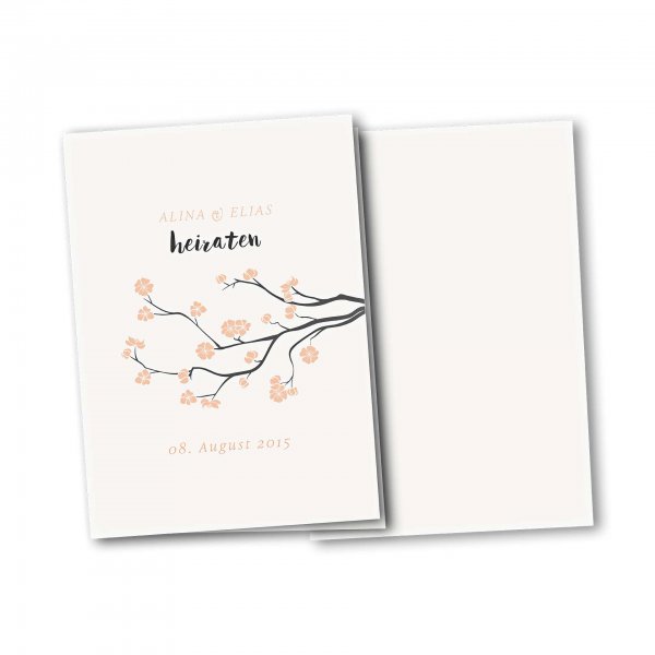 Einladungskarte – 4-Seiter DIN-A5 Kartendesign Baumblüte Version 2