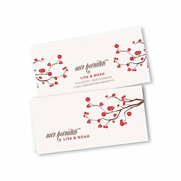 Einladungskarte – 4-Seiter DIN-lang Querformat Kopffalz Kartendesign Baumblüte