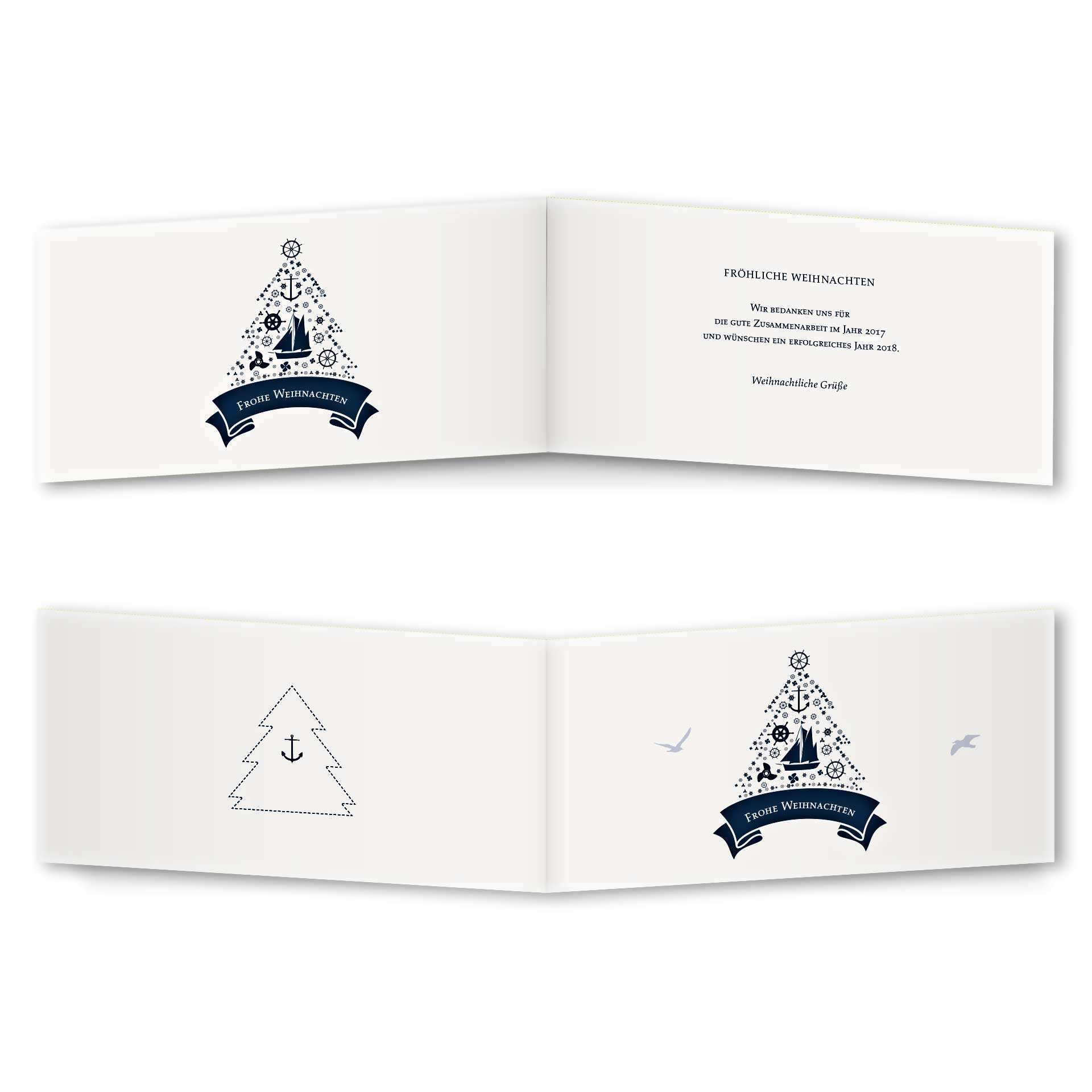 Weihnachtskarte Klappkarte Rückenfalz Design Maritime Weihnacht Version 2