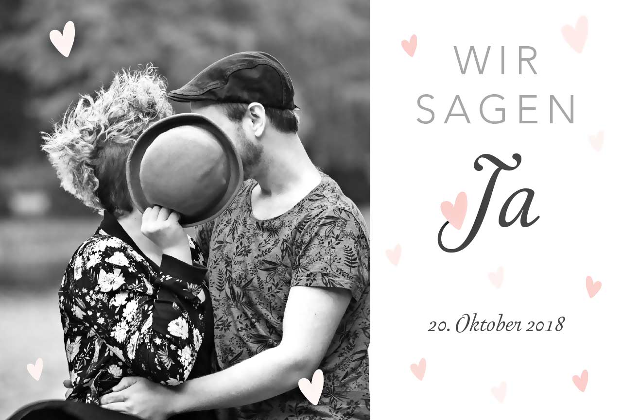 SavetheDate Karte mit rosa Herzen