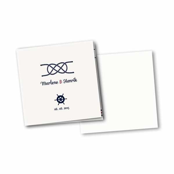 Einladungskarte – 4-Seiter quadratisch Kartendesign Kreuzknoten - Steuerrad zur Hochzeit