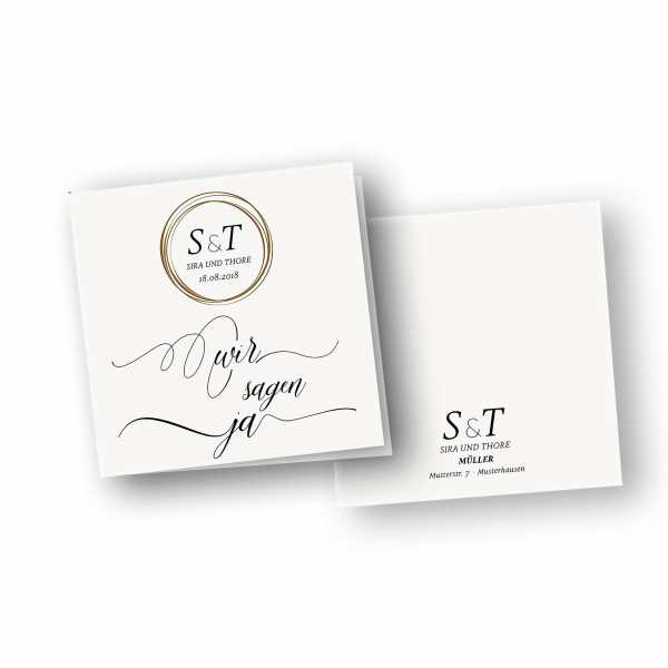 Einladungskarten – Klappkarte – quadratische Klappkarte mit Rückenfalz mit dem Design Hochzeitstag