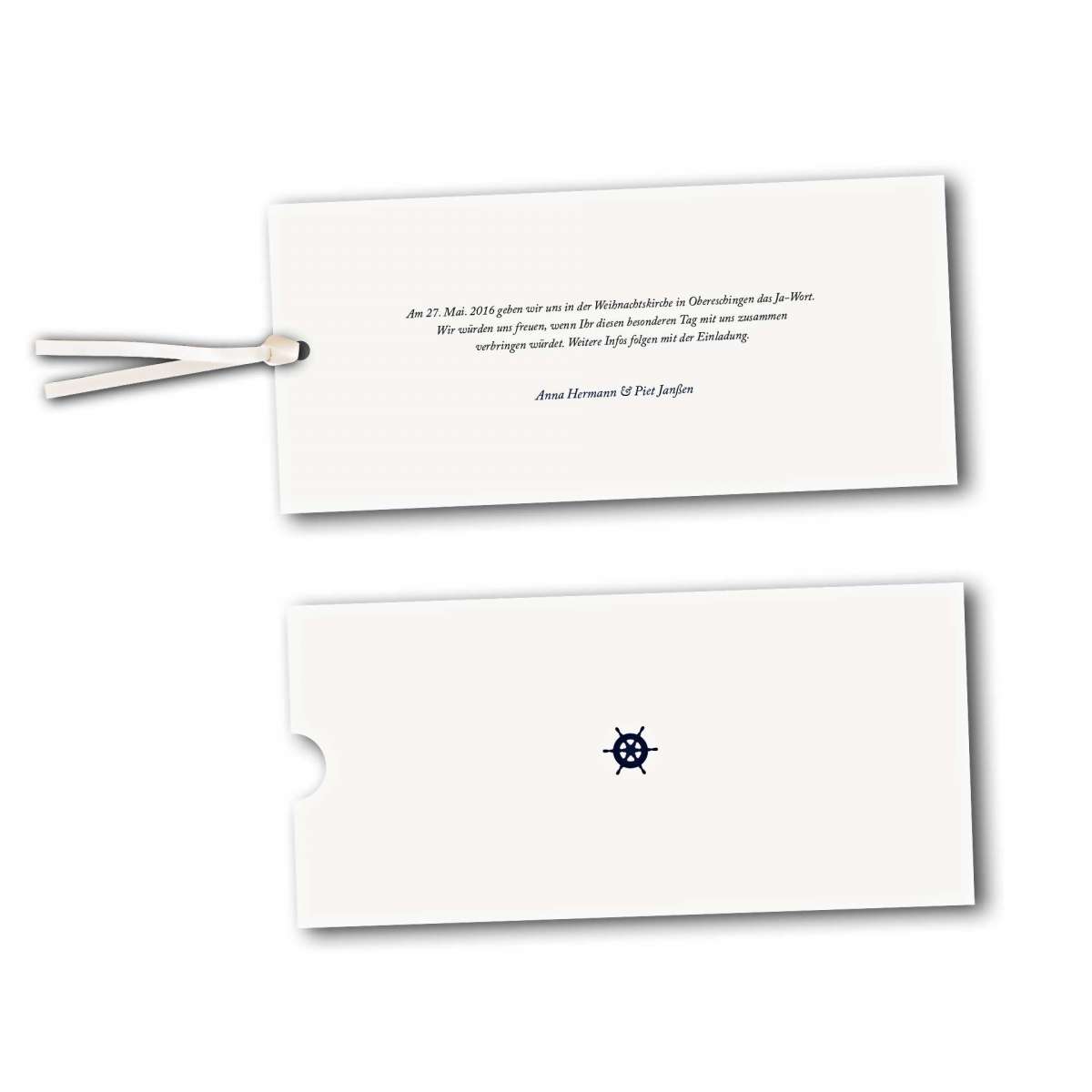 Schuberkarte Save the Date Karte Design Kleines Steuerrad zur Hochzeit