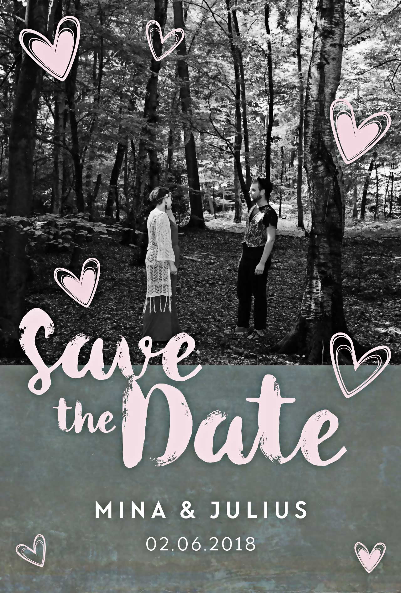 Save the Date Karte mit Waldmotiv