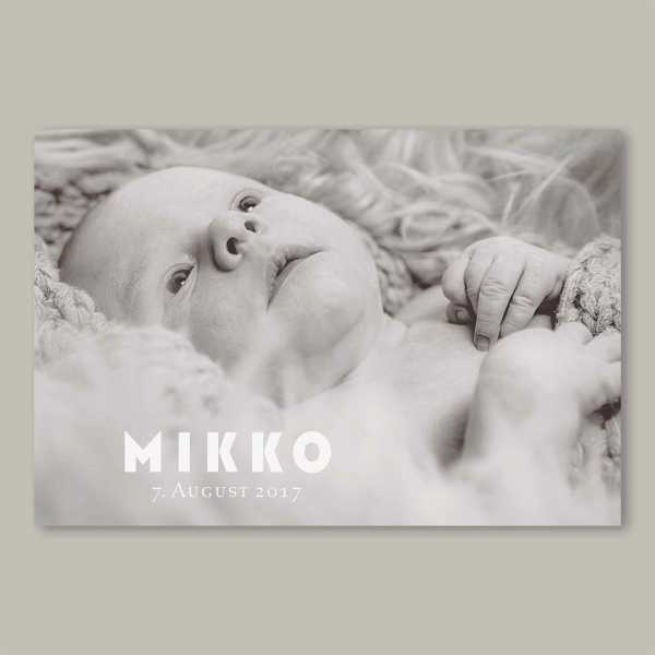 Geburtskarte – flache Karte mit Umschlag – 2-Seiter flache Karte zur Geburt in der Größe DIN-A6 Querformat mit dem Design Mikko