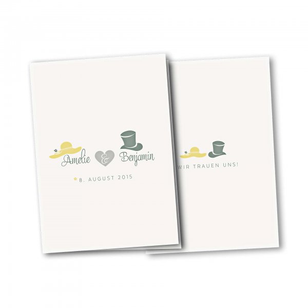 Einladungskarte – 4-Seiter DIN-A5 Kartendesign Dresscode Hochzeit