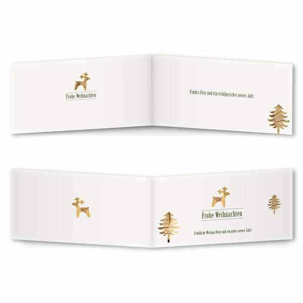 Weihnachtskarte – Klappkarte DIN-lang mit Rückenfalz im Kartendesign Weihnachtliche Holzelemente