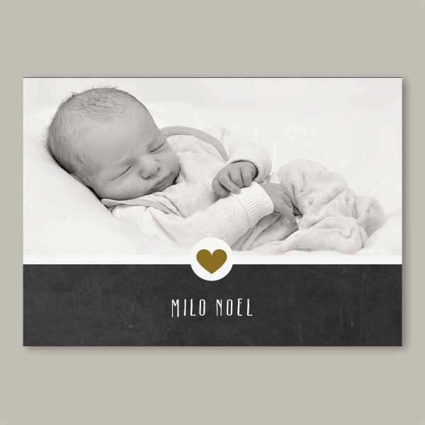 Geburtskarte – Klappkarte – 4-Seiter Klappkarte zur Geburt in der Größe DIN-A6 Querformat mit dem Design Milo-Noel