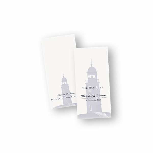 Einladungskarten – Klappkarte – DIN-lang im Hochformat mit Kopffalz mit dem Design Leuchtfeuer