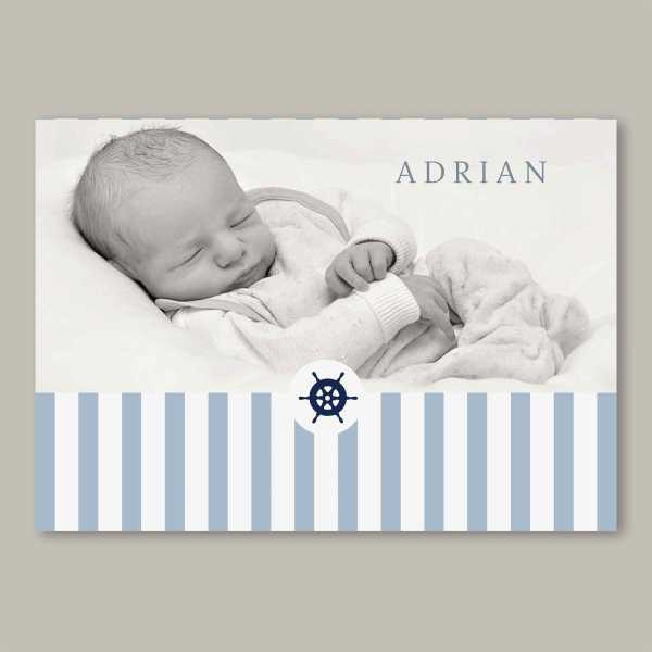 Geburtskarte – Klappkarte – 4-Seiter Klappkarte zur Geburt in der Größe DIN-A6 Querformat mit dem Design Adrian