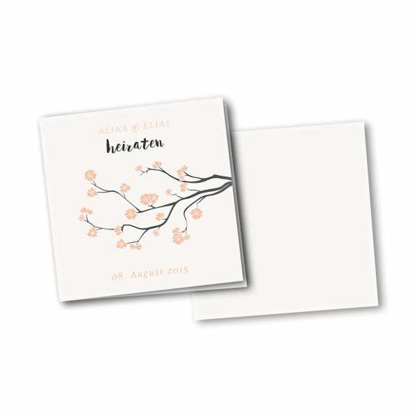 Einladungskarte – 4-Seiter quadratisch Kartendesign Baumblüte Version 2