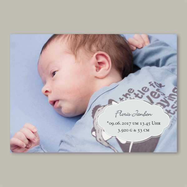 Geburtskarte – Klappkarte – 4-Seiter Klappkarte zur Geburt in der Größe DIN-A6 Querformat mit dem Design Floris