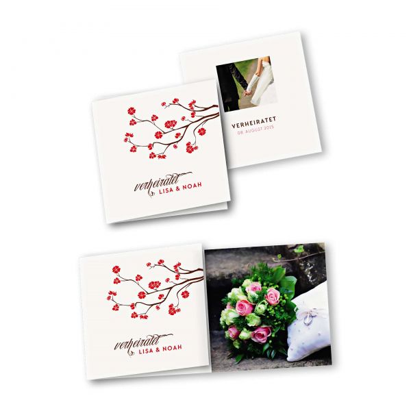 Danksagungskarte – 6-Seiter quadratisch Kartendesign Baumblüte