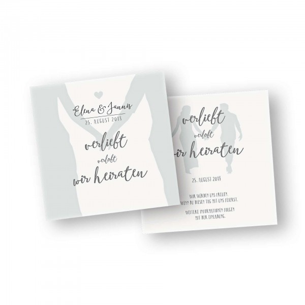 Save the Date Karte – 2-Seiter flache Karte quadratisch mit dem Kartendesign Zusammen