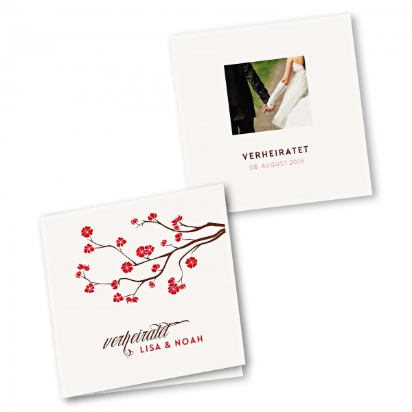 Danksagungskarte – 4-Seiter quadratisch Kartendesign Baumblüte
