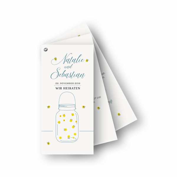 Einladungskarten – Fächerkarte – 3-Blätter Fächerkarte in der Größe DIN-lang Hochformat mit dem Design jar light