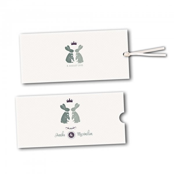 Schuberkarte - Kartendesign Zwei verliebte Hasen