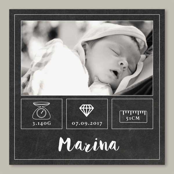 Geburtskarte – quadratische Klappkarte Kartendesign Marina