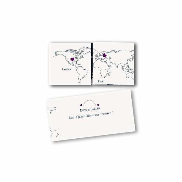 Einladungskarte – Altarfalzkarte DIN-lang im Kartendesign Herzentreffen