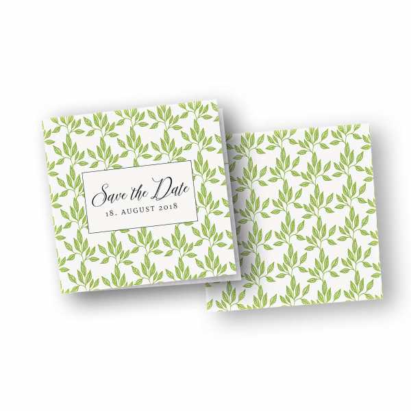 Einladungskarten – Klappkarte – quadratische Klappkarte mit Rückenfalz mit dem Design green wedding
