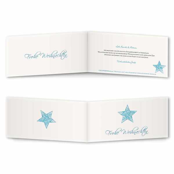 Weihnachtskarte – Klappkarte DIN-lang mit Rückenfalz im Kartendesign Weihnachtsfaden Stern Version 1