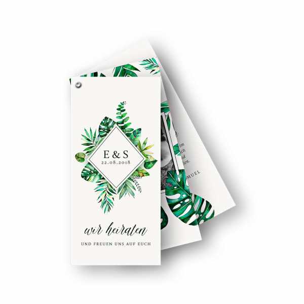 Einladungskarten – Fächerkarte – 3-Blätter Fächerkarte in der Größe DIN-lang Hochformat mit dem Design natürlich heiraten