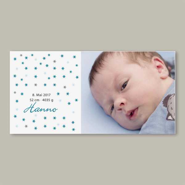 Geburtskarte – Klappkarte – 4-Seiter Klappkarte zur Geburt in der Größe DIN-lang Querformat mit dem Design Hanno