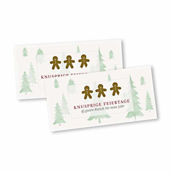 Weihnachtskarte – Klappkarte DIN-lang mit Kopffalz im Kartendesign Knusprige Feiertage