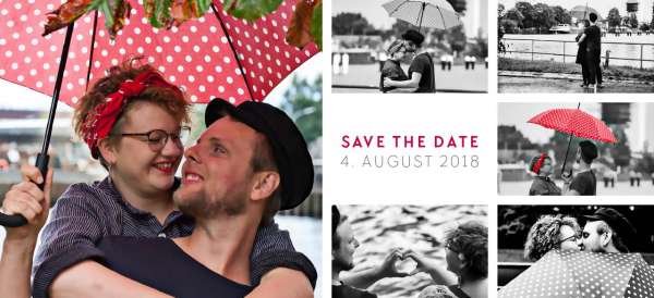 Save the Date Karte DINlang viele Fotos