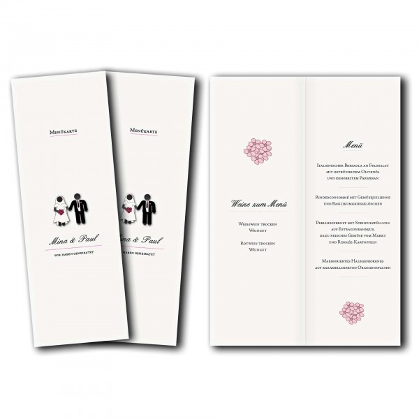 Menükarte – Kartendesign Traumpaar - Wir heiraten