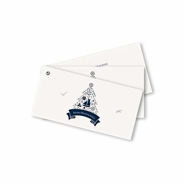 Weihnachtskarte – Fächerkarte DIN-lang Querformat im Kartendesign Maritime Weihnacht Version 2