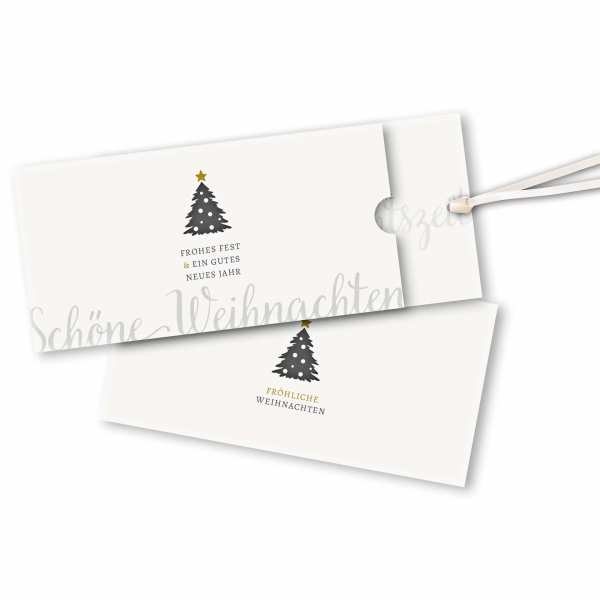 Weihnachtskarte – Schuberkarte DIN-lang mit Satinband Schöne Weihnachten