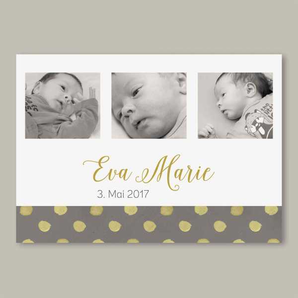 Geburtskarte – Klappkarte – 4-Seiter Klappkarte zur Geburt in der Größe DIN-A6 Querformat mit dem Design Eva-Marie