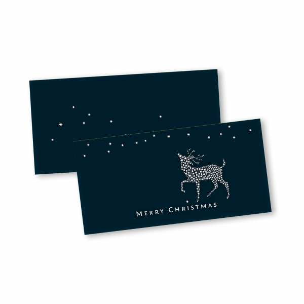 Weihnachtskarte – Klappkarte DIN-lang mit Kopffalz im Kartendesign Sternen Ren merry christmas Version 1