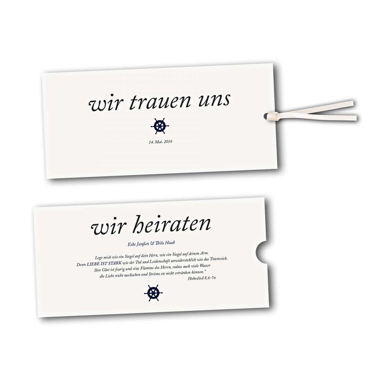 Schuberkarte Save the Date Karte Design Kleines Steuerrad zur Hochzeit