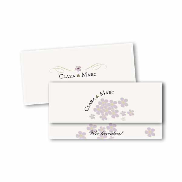 Einladungskarte – asymmetrische Klappkarte DIN-lang im Kartendesign Blütenzauber