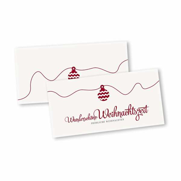 Weihnachtskarte – Klappkarte DIN-lang mit Kopffalz im Kartendesign Weihnachtskugel Version 2