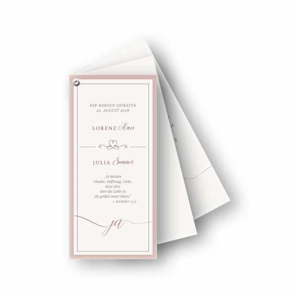 Einladungskarten – Fächerkarte – 3-Blätter Fächerkarte in der Größe DIN-lang Hochformat mit dem Design Romanze