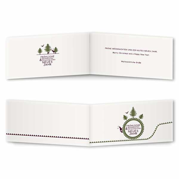 Weihnachtskarte – Klappkarte DIN-lang mit Rückenfalz im Kartendesign Jahreswechsel Version 2