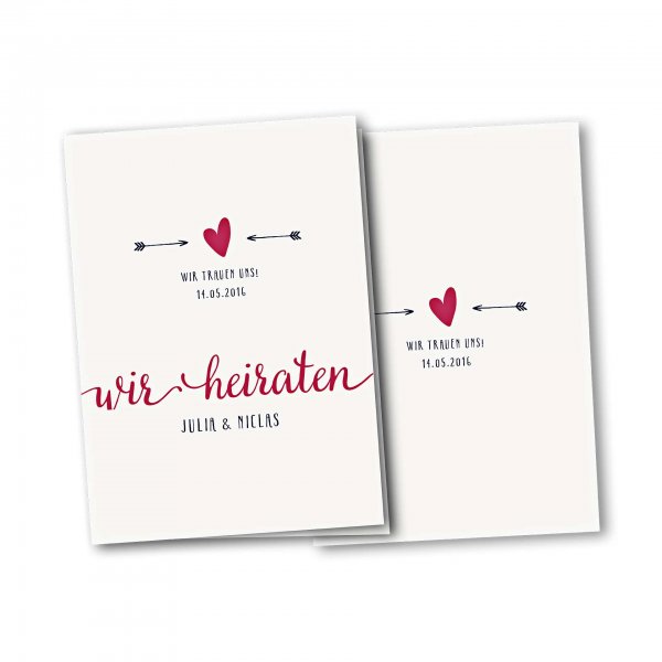 Einladungskarte – 4-Seiter DIN-A5 Kartendesign Amor trifft