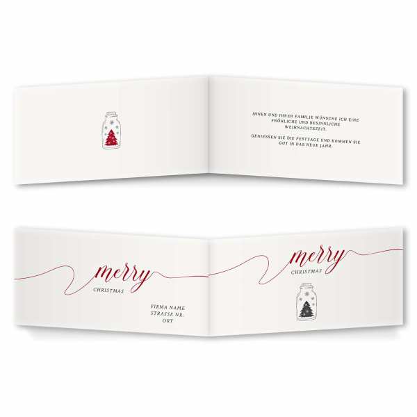Weihnachtskarte – Klappkarte DIN-lang mit Rückenfalz im Kartendesign Kleiner Weihnachtsbaum im Glas
