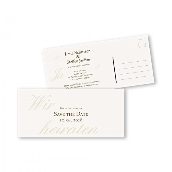 Save the Date Postkarte – 2-Seiter DIN-lang Kartendesign Honeymoon