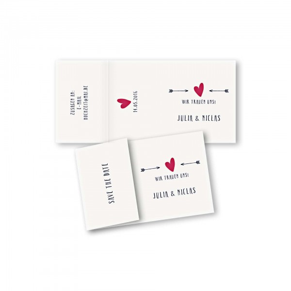 Save the Date Einklapperkarte – Klappkarte DIN-A6 Kartendesign Amor trifft