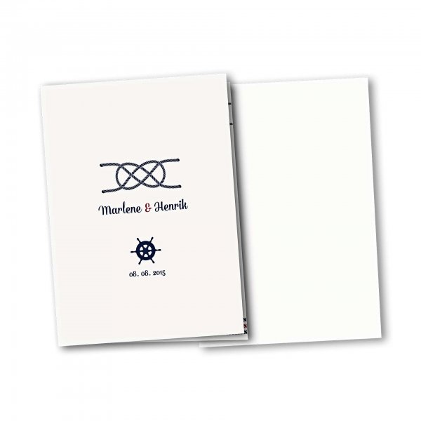 Einladungskarte – 4-Seiter DIN-A5 Kartendesign Kreuzknoten - Steuerrad zur Hochzeit