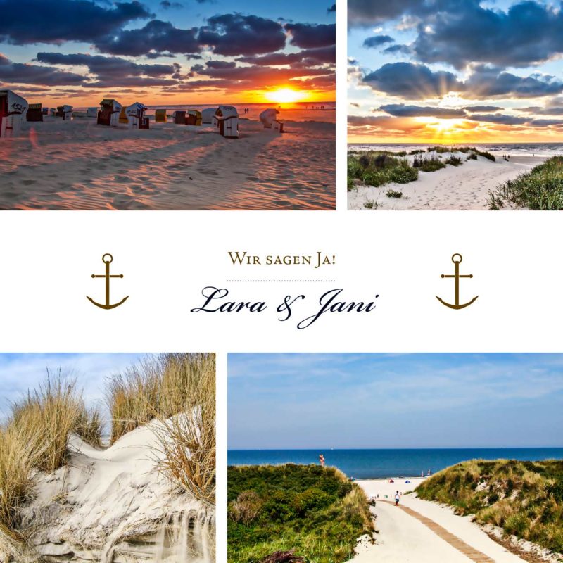 Quadratische_Karte_Einladung_4_Fotos_Strand